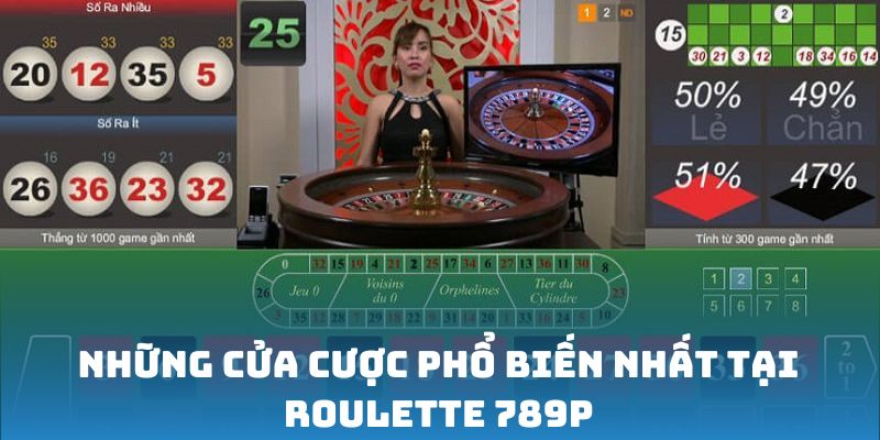 Những cửa cược phổ biến nhất tại Roulette 789P
